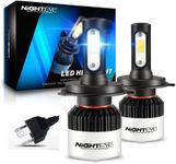 NIGHTEYE H4 Hi/Lo Beam LED Headlight Bulbs,High Brightness 100W 12000Lumens 6500K Xenon White Extremely Bright COB LED Chipsets HB2 9003 Headlight/Fog-Light Conversion Kit(Pack of 2) (H4)