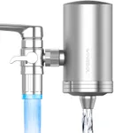 WINGSOL WINGSOL Stainless-Steel Sink Water Filter with Temperature Sensitive LED Light, Carbon Block Water Filter for Sink Faucet, Reduces Chlorine, Heavy Metals, Taste Faucet Water Filter