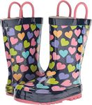 Western Chief Unisex-Child Waterproof Printed Rain Boot, Happy Hearts, 7-8 Toddler