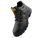 Black Hammer Comfortable Hydroguard Waterproof Steel Toe Caps Safety Boots Lightweight, Durable, Memory Foam Insoles, Non-Slip Work Shoes for Work Desma Sole (10 UK)