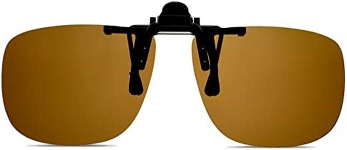 WANGLY Polarized Unisex Clip on Flip up Sunglasses over Prescription Glasses Frames and Readers Suitable for Driving, Brown Lens