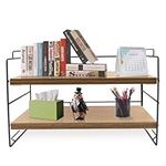 Lacusmall Desk Storage Shelf, Desk Organizer, Multipurpose Bookcase for Office, Home, Desktop Display Shelf, Desk Stand, Bookcase (Wood color, 2Tier)