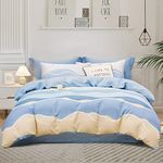 SAPHREAS Blue 3pcs Coastal Duvet Cover Set 100% Cotton Comforter Cover Set 1 Duvet Cover 2 Pillowshams