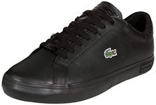 Lacoste Mens Powercourt Leather Sneakers, Blk/Blk, 11 UK