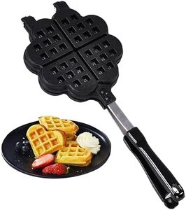 Bruntmor Stovetop Waffle Pan Set of 1 - Cast Iron Waffle Pan Maker for Pancakes, Puffs, and Waffles - Non-Electric Stovetop Griddle Panwaffle for Gas Stove - Dishwasher Safe & Non Stick Cookware