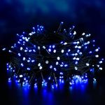 Elegear 40M Battery Operated Christmas Lights with Timer 300LED Outdoor Waterproof Fairy String Lights 8 Modes String Lights for Xmas Party Christmas Tree Garden Gazebo Wedding Decoration, Blue White