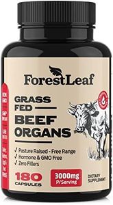 ForestLeaf Beef Organ Supplement - Grass Fed & Pasture Raised - Total Body Wellness & Performance, Organ Complex with 3000mg of Desiccated Beef Liver, Heart, Kidney, Pancreas, Spleen (180 Capsules)