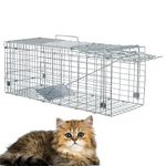 Elysian Cat Trap Live Cat Trap Easy One Door 31” Steel Rodent Cage Trap for Rabbits, Squirrels | Jungli Billi ka Pinjra – Silver Color Size 31" x 11.5" x 12"