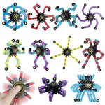 10 Pcs Transformable Fidget Spinner, Fidget Toys Bulk for Adults, Transformable Chain Robot Finger Toy DIY Deformation Robot Mechanical Spinners Stress Relief Fidget Toy for Teens Adults