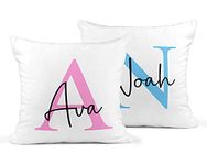 Personalised Name and Initial Cushion Cover & Insert, 40cm x 40cm, Nursery Decor, Kids Bedroom Decor, Gift for Kids, Gift for Couple, Custom Throw Pillow, Decorative Scatter Cushions