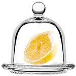 KADAX Lemon Container with Lid, Glass Container with Plate, Food Storage Container for Lemon, Tomato, Glass Bell Jar, Round Cake Dome