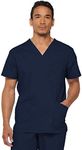 Dickies EDS Signature Scrubs for Men, Multi-Pocket V-Neck Scrub Top in Soft Brushed Poplin 81906, Navy, Medium