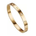 Glamlife love Bracelet For Women and Girls | Golden Kada for Women | Anti Tarnish Bangles | Stainless Steel Gold Plated Bracelet | Accessories Jewellery for Women & Girls (Gold Bracelet)