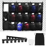 Hikeen Baseball Helmet Bag with Bat Rack for 15 Players Baseball Softball Dugout Organizer Helmets Gloves Balls Organize Storage