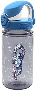 Nalgene Sustain Tritan BPA-Free Kids On The Fly Water Bottle Made with Material Derived from 50% Plastic Waste, Leak Proof, Durable, BPA Free, Carabiner Friendly, Reusable, 12 oz, Gray Astro