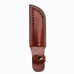 Hulara_ Genuine Leather Case Handmade Real Leather Knife Sheaths with Belt Loop Pocket Knife Holder for Belt 4.7" Blade Fits Brown Knife Holster