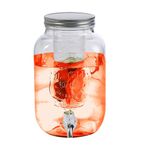 4 litres Glass Drink Dispenser with/Without Black Wire Stand + Tap/Lid – Glass Water Dispenser for Juices, Cocktails, Lemonade & Water (Without Stand)