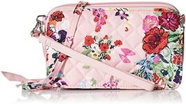 Vera Bradley Women's Cotton All in One Crossbody Purse with RFID Protection, Hope Blooms Pink - Recycled Cotton, One Size