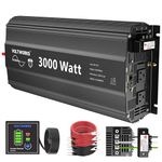 3000Watt Pure Sine Wave Inverter 12V DC to 110V 120V AC with UL Approved Fuses 3000W Inverter for Home RV Truck Off-Grid Solar Power Inverter 12V with AC Hardwire 30A Compatible with Lithium Battery