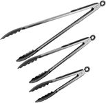 Southern Homewares Locking 16-inch 12-inch and 9-inch Stainless Steel and Plastic Kitchen Tongs for Cooking, Set of 3