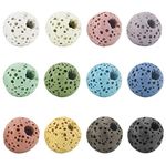 BEADNOVA 8mm Colorful Lava Rock Stone Gemstone Semi Precious Stone Beads Round Loose Beads for Jewelry Making Findings Accessories (240pcs, Box Set)