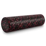 ProsourceFit High Density Foam Rollers 24 - inches Long, Firm Full Body Athletic Massage Tool for Back Stretching, Yoga, Pilates, Post Workout Muscle Recuperation, Black/Red