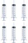 HaBeuniver 6 Pack 60ml Large Plastic Syringe with Cap, Catheter Tip, Sterile Individual Wrap for Scientific Labs, Dispensing and Feeding Pets Multiple Uses Measuring Syringe Tools