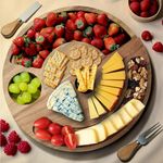 Navaris Cheese Board Gift Set with Knife - Wooden Cheese Board with Knife for Entertaining and Home Use - Charcuterie Board for Cheese and Wine - 31cm Wide