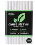 Cause Straws - Biodegradable Boba Straws | 50 Straws (12mm Wide) | White Colour | for Thick Shakes and Bubble Tea (Boba Tea) | Sip for A Cause | (12MM, White)