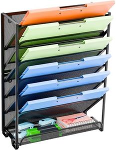 Simple Trending Wall File Organizer, Mesh 7-Tier Vertical Hanging File Holder, Desktop Metal Files Rack for Office and Home, Black