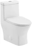 Swiss Madison SM-1T257 Sublime II Compact 24" Length One Piece Toilet Dual Flush 0.8/1.28 GPF with Side Holes, Glossy White Small Toilet for Small Spaces Modern Toilets for Bathrooms