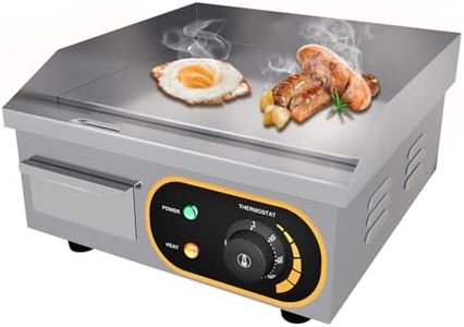 Commercial Electric Griddle,Countertop Flat Top Griddle Stainless Steel Grill with Thermostatic Control, 8mm Cooking surface thick,36x38cm,1500W