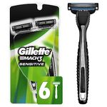 Gillette Mach3 Sensitive Men's Disposable Razor, 6 Count - Packaging May Vary