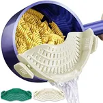 AUOON Clip on Strainer,2 PACK Silicone Food Strainer Pasta Drainer for Pasta,Spaghetti,Ground Beef Grease,Easy to Use Universal Size Fit for all Pots and Bowls(White SeaBlue)