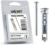 Self-Drilling E-z Anchor Toggle Kit, Heavy Duty Drywall Toggle Ancor with Fitting Metal Zinc Phillip Screws #8 x 2-1/4 - Holds Up to 100 Lb. (5 Pack)