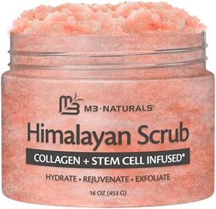Himalayan Salt Scrub Face Foot & Body Exfoliator Infused with Collagen and Stem Cell Natural Exfoliating Salt Body Scrub for Toning Cellulite Skin Care by M3 Naturals
