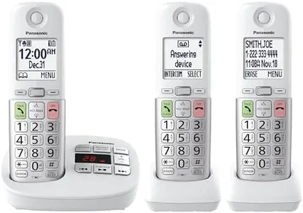 Panasonic Cordless Phone, Easy to Use with Large Display and Big Buttons, Flashing Favorites Key, Built in Flashlight, Call Block, Volume Boost, Talking Caller ID, 2 Cordless Handsets - KX-TGU433W