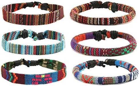 HZMAN Mix 6 Wrap Bracelets Men Women Hemp Cords Ethnic Tribal Bracelets Wristbands (Mix 6 Wrap)