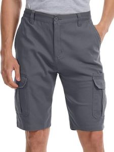 WORK IDEA Men's Cargo Stretch Short, Classic Style, Relaxed Fit Work Shorts Gray