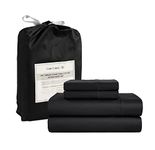 LANE LINEN King Size Sheets Set - 4 Pc King Sheets Set, 450 Thread Count 100% Cotton Sheets for King Size Bed, Cooling Sheets, Breathable Bed Sheets King Size, Deep Pocket King Sheets - Black Sheets