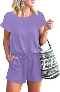 ANRABESS Rompers for Women Summer 2025 Casual Dressy One Piece Tshirt Short Pants Jumpsuit Beach Vacation Outfit Clothes A233ziluolan-M