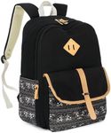 Leaper Canvas School Backpack for Girls Laptop Bag Travel Bag Bookbag Daypack, Black-8812up, Large-more layers, Rucksack Backpacks, Black-8812up, Large-more layers