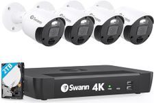 SWANN Master 4K 8 Channel Home Security Camera System, 2TB NVR, 4 PoE IP Cameras Outdoor, 8MP Wired Surveillance CCTV, Heat Motion Vehicle Detection, LED Light, 24/7 Recording Security Camera, 876804