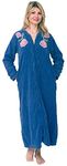 Bath & Robes Women's Full Length Chenille Robe Small Smokey Blue