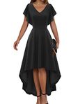 DRESSTELLS Formal Dresses for Women Wedding Guest, Black Modest Prom Dress, Cocktail Party Evening Dress, High Low Church Funeral Midi Dress Black XL