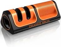 Orange Ninja Mini Knife Sharpener - Coarse & Fine Knife Sharpener, Knife Sharpening System- Knife Sharpeners for Kitchen Knives, Pocket Kitchen Knife Sharpener with Bottle Opener & Fridge Attachment