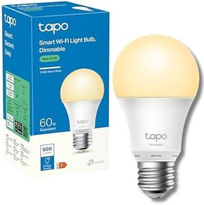 TP-Link Tapo WiFi LED Smart Bulb, E27 Smart Light Bulb Alexa, 8.7W Alexa Light Bulbs, Works with Amazon Alexa(Echo and Echo Dot) and Google Home, Dimmable Soft Warm White, No Hub Required (Tapo L510E)