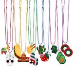 Frcctre 12 Pack Cinco de Mayo Necklaces Bead, Mexican Themed Party Necklaces Carnival Party Decorations Luau Photo Props Party Favors Supplies