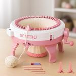 BZVV Knitting Machine for SENTRO 48 Needles Smart Knitting Crochet Machine with Row Counter for Adults and Beginners, Knitting Board Rotating Double Loom (Soft Pink)