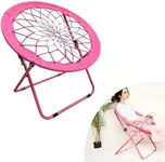 Camp Field Camping and Room Bungee Folding Dish Chair -Versatile Bunjo Chair with Fun Bouncy Design - Circle Web for Relaxation and Fun for Room Garden and Outdoor (Pink)